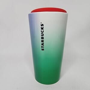 2022 Starbucks Ceramic Tumbler 12oz Gradient Ombre Green Blue Red Swivel Lid